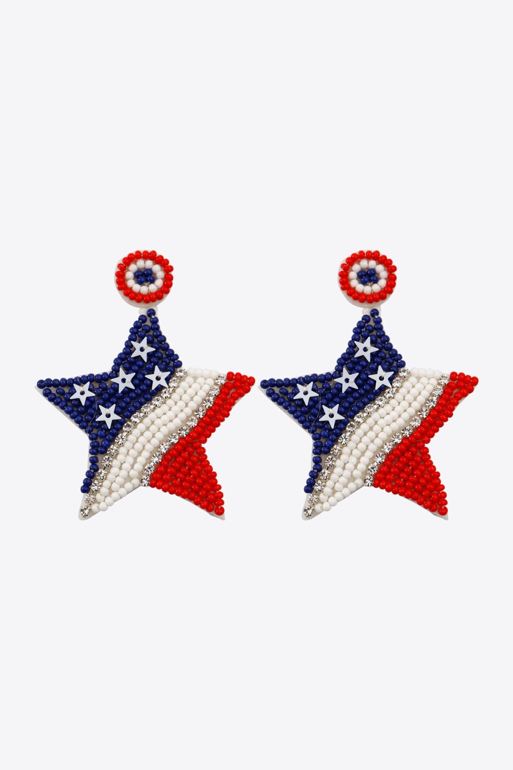 US Flag Beaded Star Earrings - GlamBee Fashion