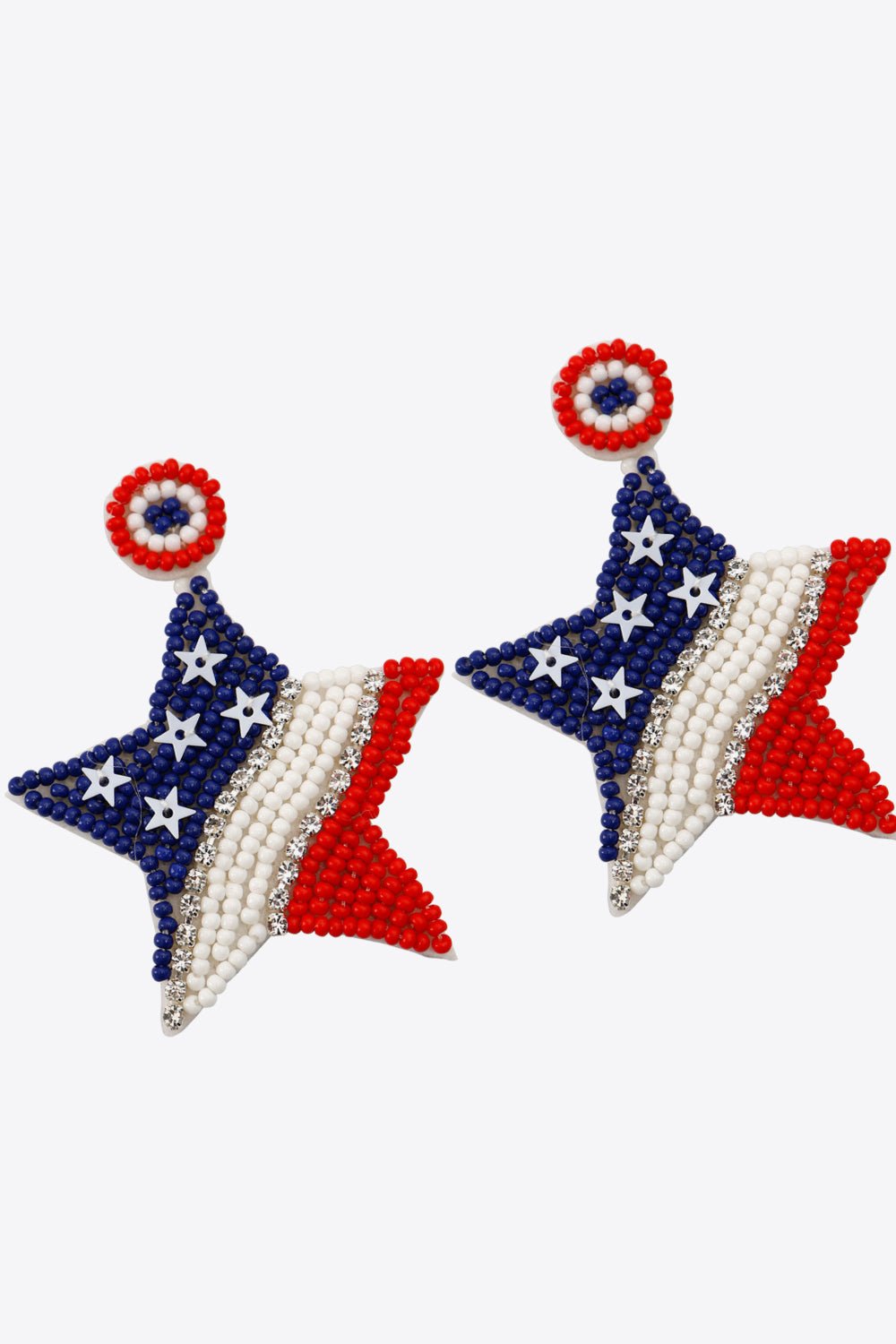 US Flag Beaded Star Earrings - GlamBee Fashion