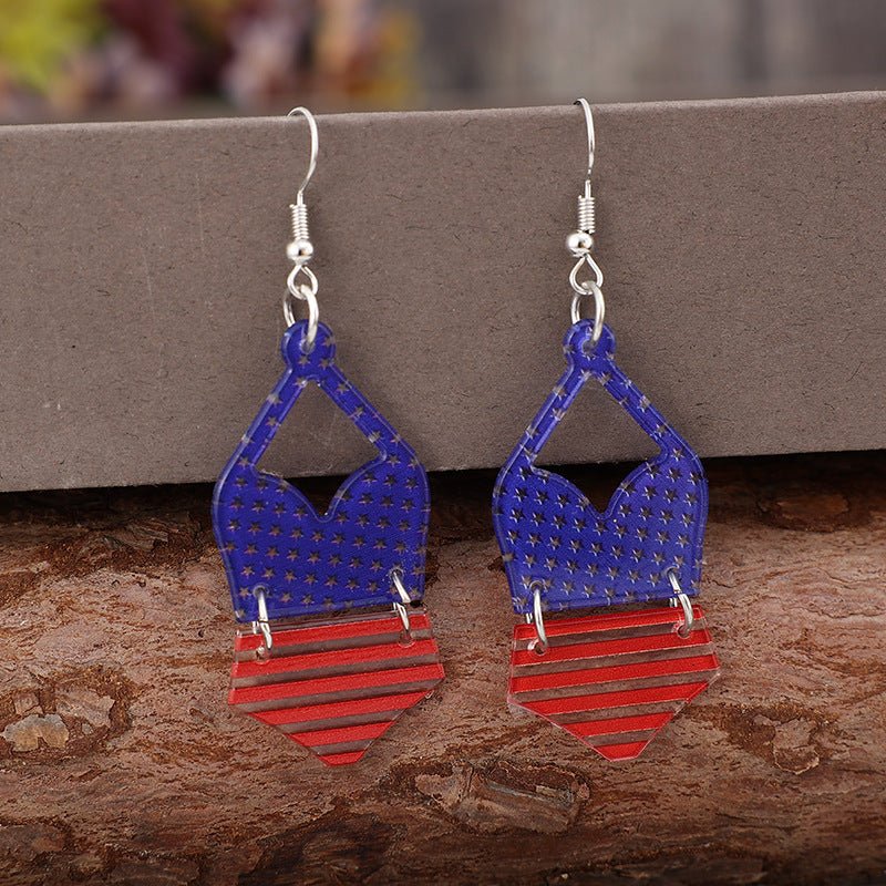 US Flag Pattern Acrylic Earrings - GlamBee Fashion