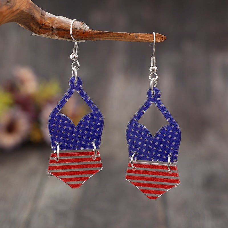 US Flag Pattern Acrylic Earrings - GlamBee Fashion