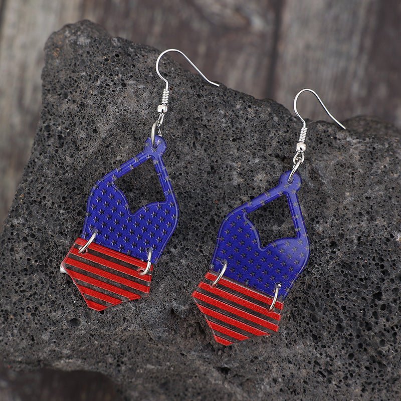 US Flag Pattern Acrylic Earrings - GlamBee Fashion