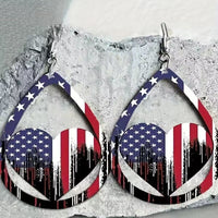 Thumbnail for US Flag Pattern Wooden Earrings - GlamBee Fashion