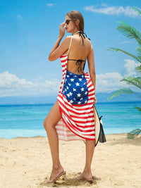 Thumbnail for US Flag Spaghetti Strap Cover Up - GlamBee Fashion