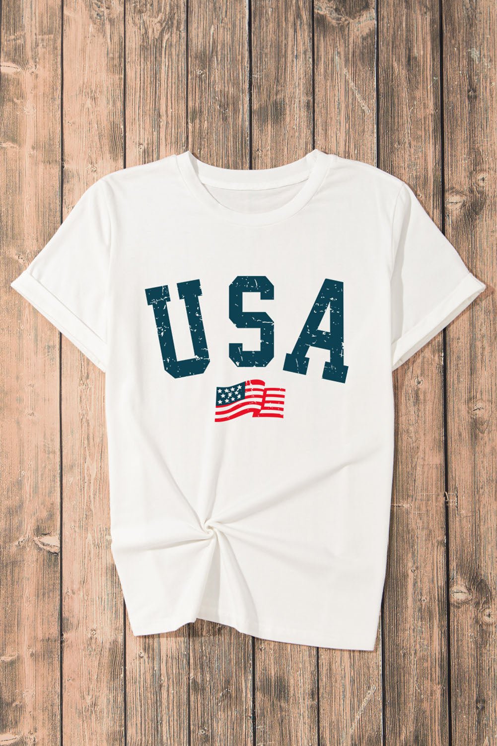 USA Round Neck Short Sleeve T - Shirt - GlamBee Fashion