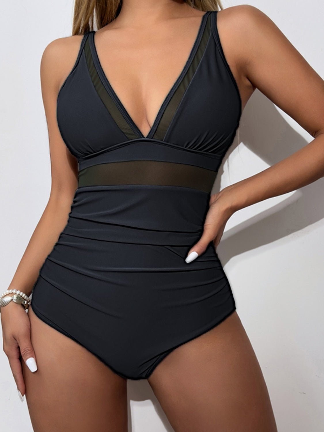 V - Neck One - Piece Swimwear - GlamBee Fashion