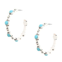 Thumbnail for Western Turquoise Bead Open Hoop Earring - GlamBee Fashion