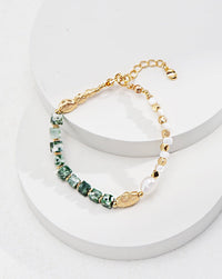 Thumbnail for Whispering Jade Green Jade and Pearl Beaded Bracelet - GlamBee Fashion