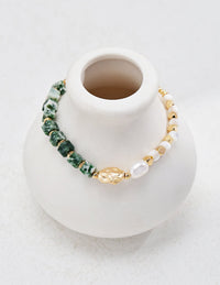 Thumbnail for Whispering Jade Green Jade and Pearl Beaded Bracelet - GlamBee Fashion