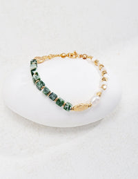 Thumbnail for Whispering Jade Green Jade and Pearl Beaded Bracelet - GlamBee Fashion