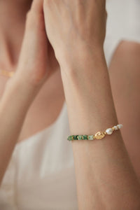 Thumbnail for Whispering Jade Green Jade and Pearl Beaded Bracelet - GlamBee Fashion