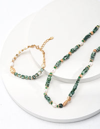 Thumbnail for Whispering Jade Green Jade and Pearl Beaded Necklace - GlamBee Fashion