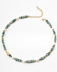 Thumbnail for Whispering Jade Green Jade and Pearl Beaded Necklace - GlamBee Fashion