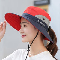 Thumbnail for Womens UV Protection Wide Brim Sun Hats Cooling Mesh Ponytail Hole Cap - GlamBee Fashion