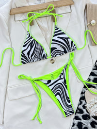 Thumbnail for Zebra Print Halter Neck Bikini Set - GlamBee Fashion