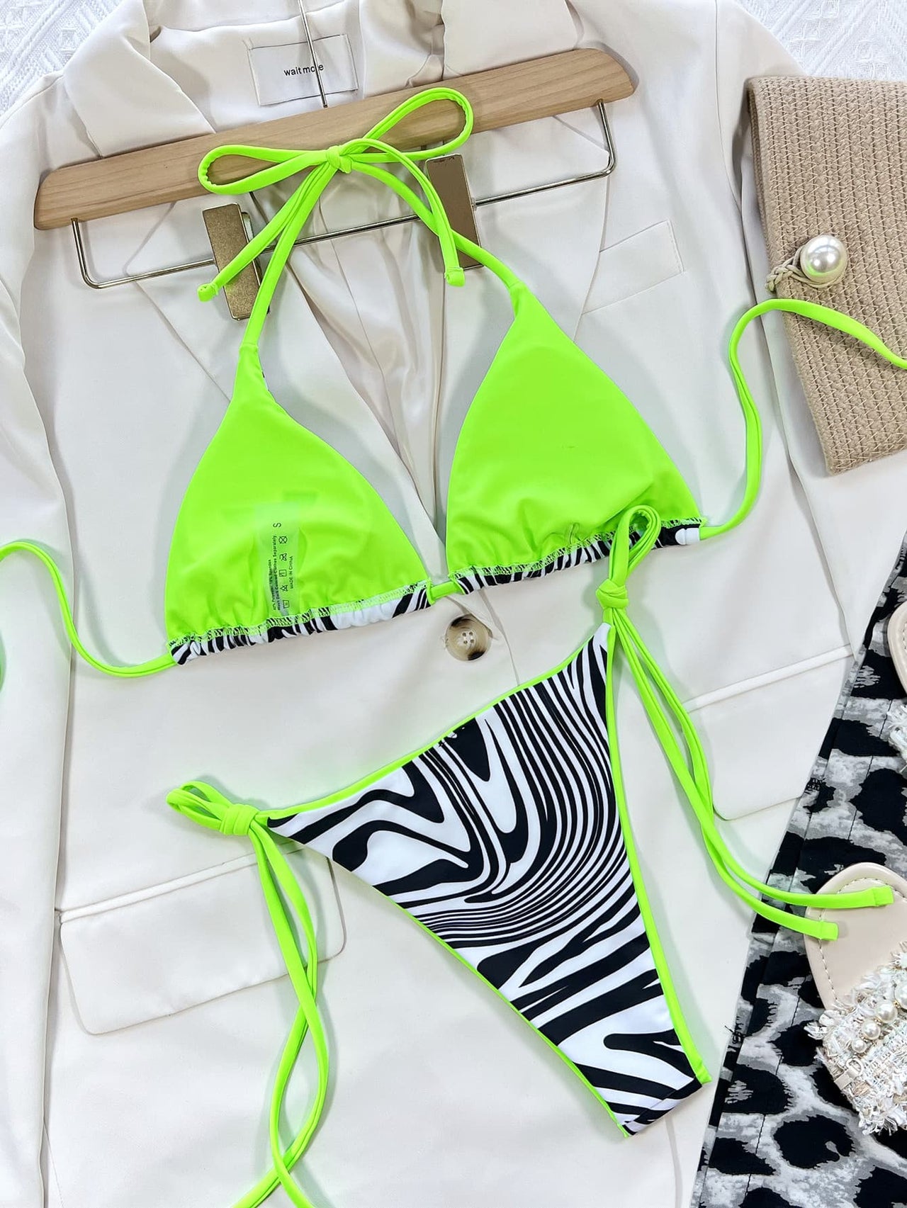 Zebra Print Halter Neck Bikini Set - GlamBee Fashion